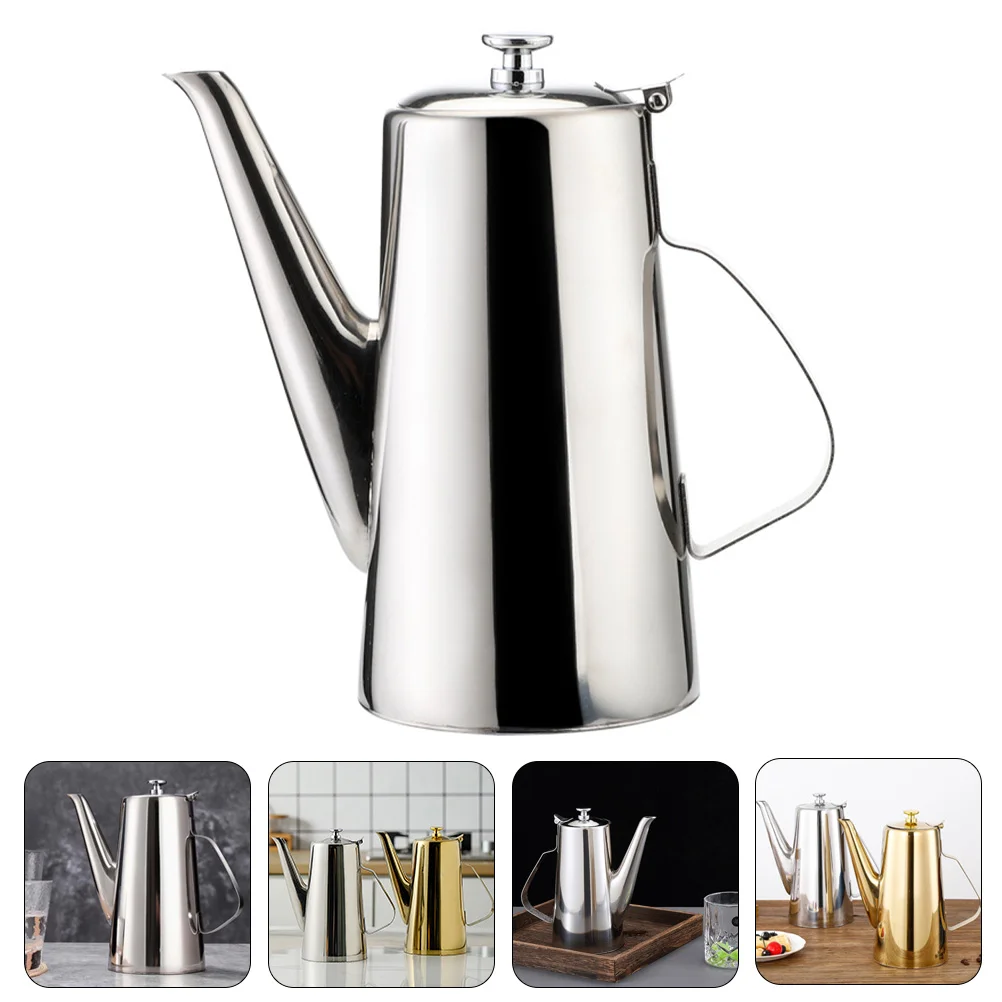 

Stainless Steel Kettle Tea with Filter Condiment Kitchen Oil Cold Water Pitcher Daily Use Stovetop Jug Restaurant Household