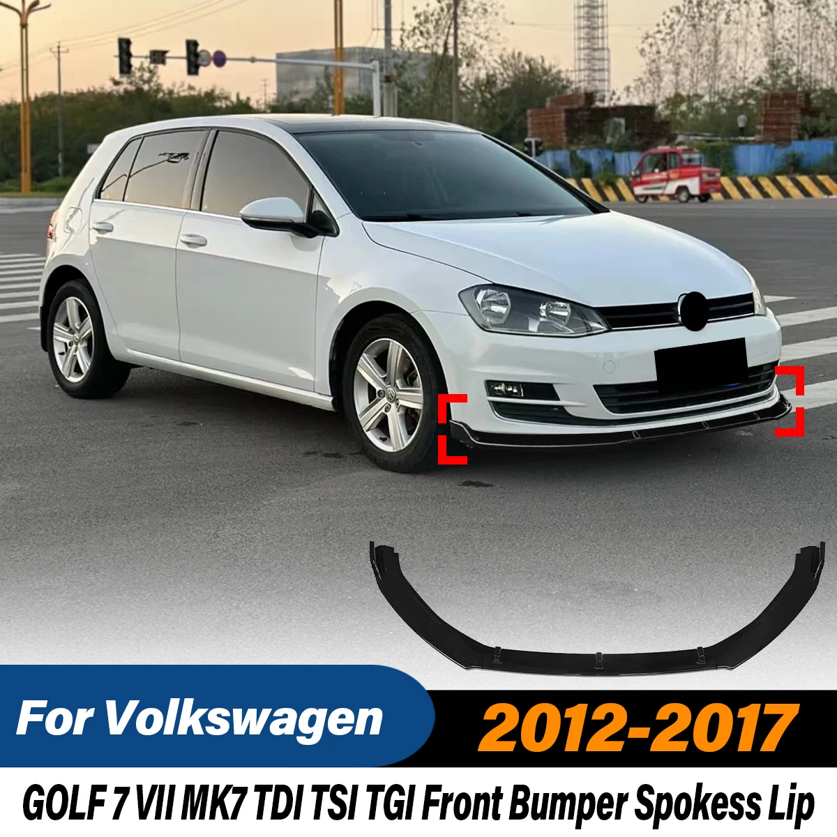 

For VW GOLF 7 VII MK7 TDI TSI TGI 2012 2013 2014 2015 2016 2017 Front Bumper Lip Spoiler Splitter Body Kit Tuning Accessories