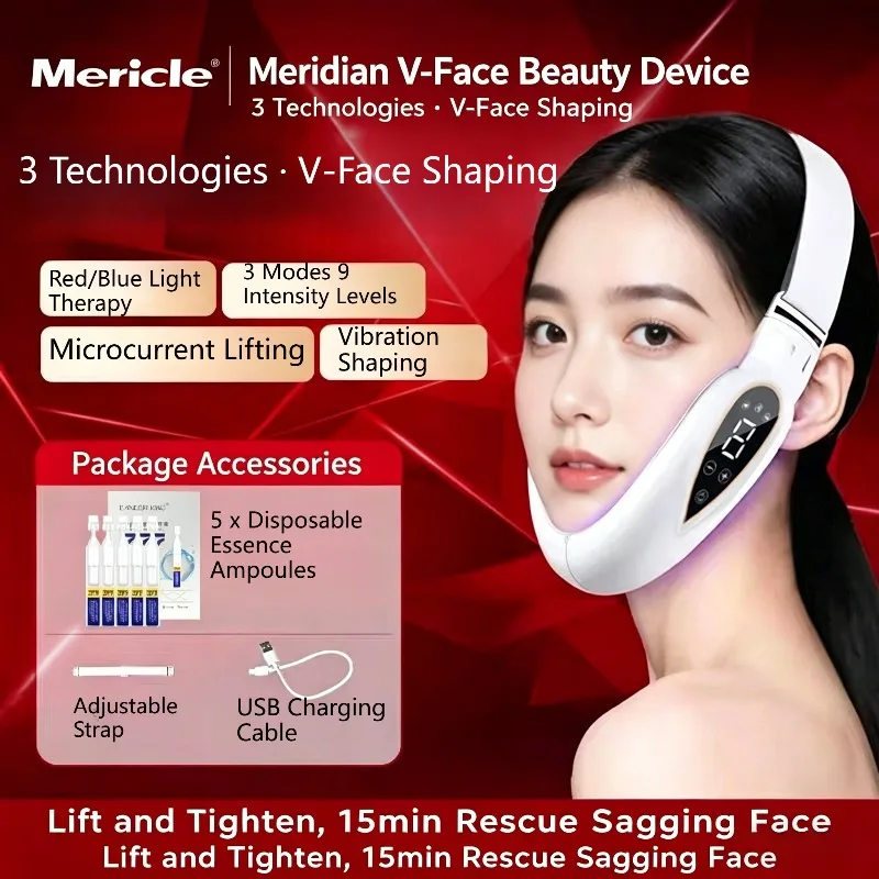 

EmericleV Face Shaper EMS Microcurrent Facial Lifting Slimming Device Red Blue Phototherapy Wrinkle Reduction Beauty Device