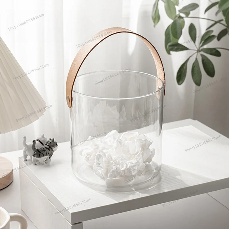For Garbage Bin for Household Use, Transparent Living Room, Large Capacity Office, Desktop Storage