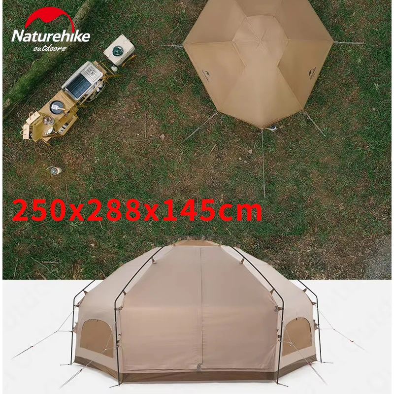 Naturehike MG 5.5KG Outdoor Camping Portable Hexagon Tent 3-4 Persons  210T Waterproof PU3000mm 3 Window Large Space Family Tent