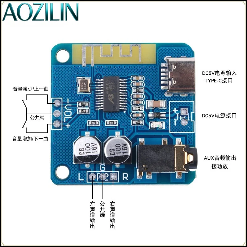 AOZILIN Upgraded Bluetooth 5.0 Audio Receiver Module Lossless Wireless Audio Bluetooth Decoder Board for Speaker Modification