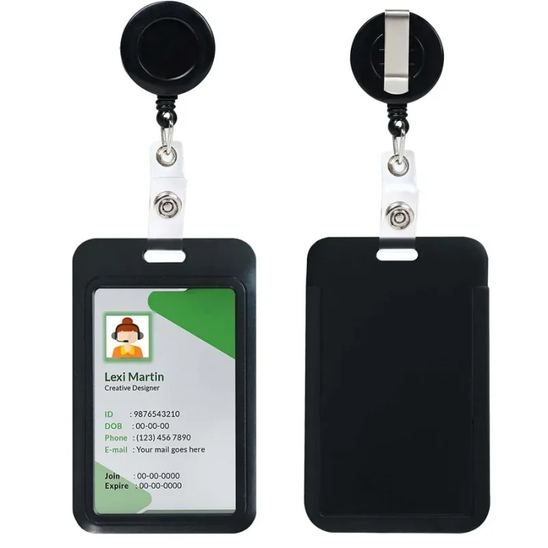 

ID Card Holder Clip Set for Staff Working Permit Case Badge Holder Exhibition Name Tag Pass Work Cad Cover Sleeve Badge Reel