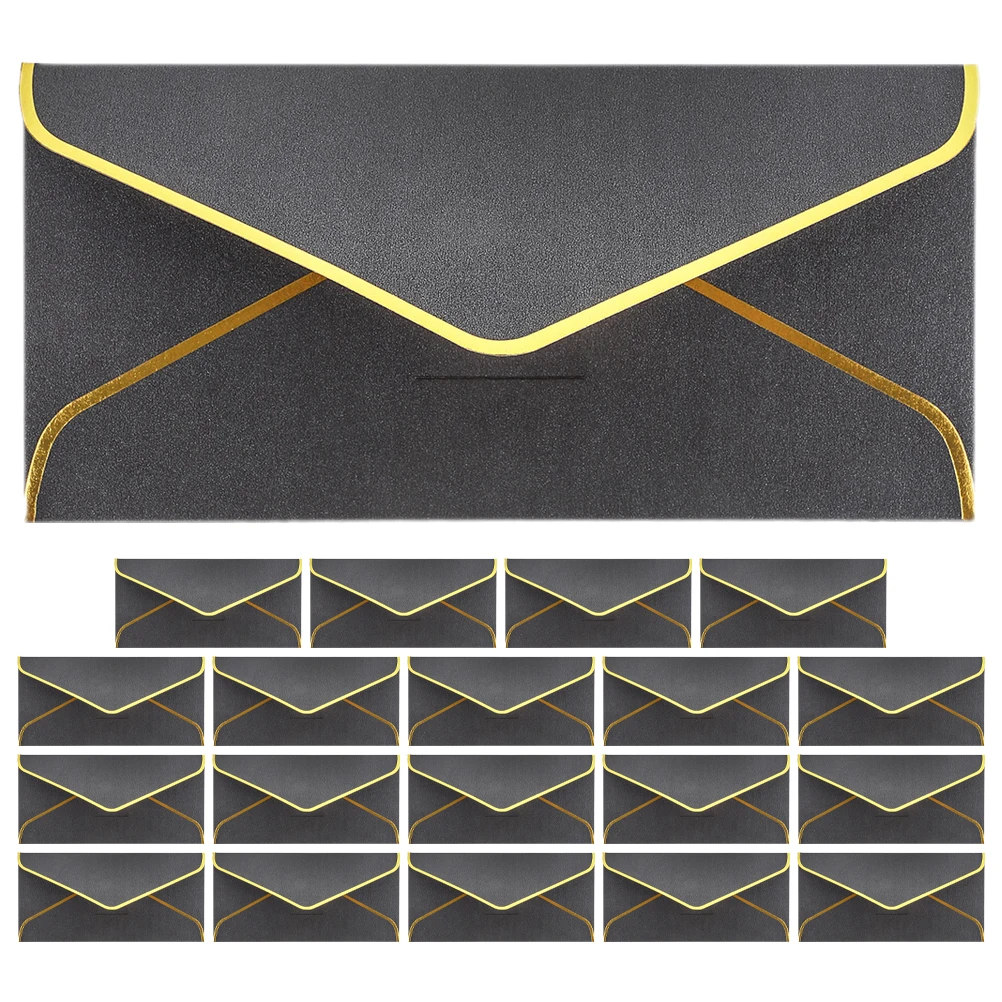 

20pcs Black flap Card Envelopes Decorative Invitation Wedding Party Small Envelopes Supplies Smooth Blank Paper Elegant