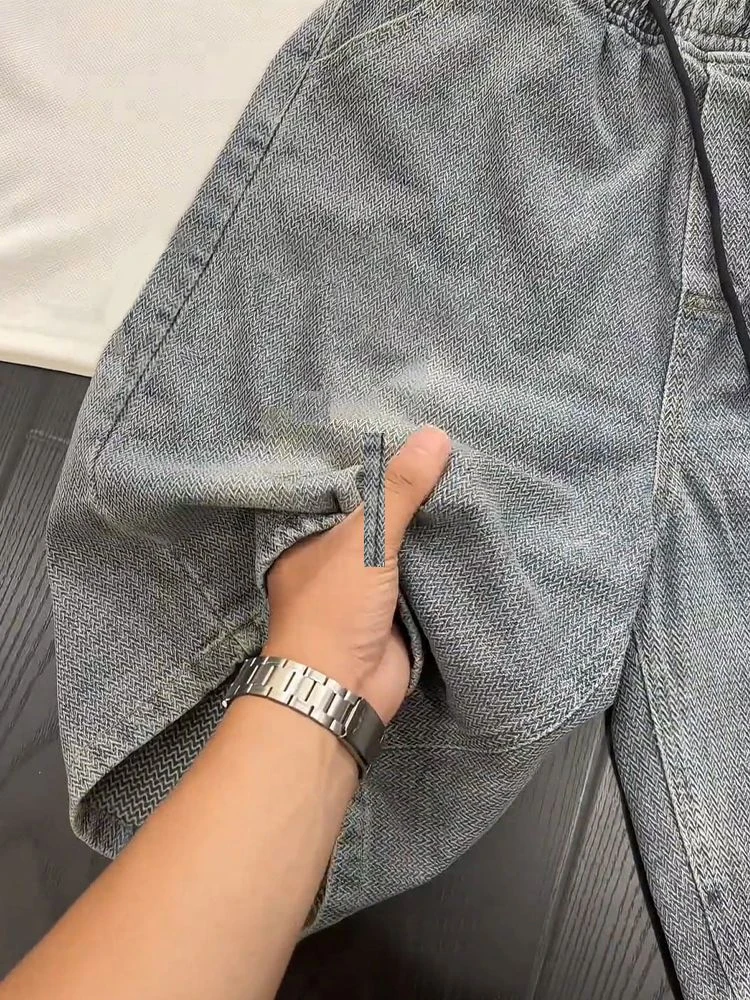 

Blue Retro Starry Pattern Denim orts Men Summer Thin American High Street Cool Feeling Loose Five-Point Casual orts