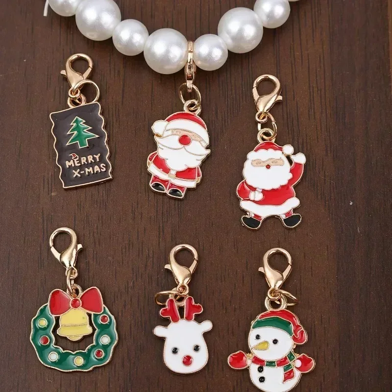 Weihnachts-Schlüsselanhänger Anhänger Clip-On Gemischte Charms Set DIY Schmuckherstellung Handgemachte Ohrringe Halsketten Armbänder Weihnachts-Bastelgeschenk – Detail 10