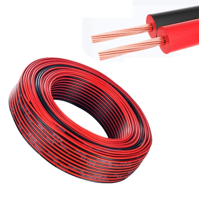 1-100 Meter RVB 2-Wire Electric Cable Strand 0.3/0.5/0.75/1/1.5/2.5mm² Electric Cable Vehicle Line Car Cable Flat Twin Red/Black