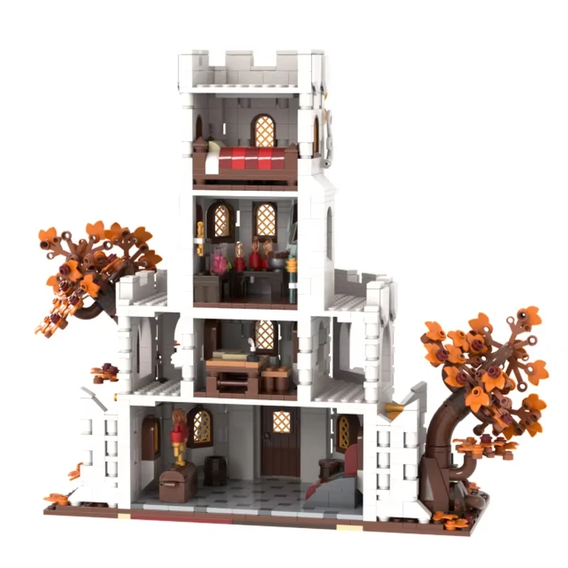 1470 piezas MOC arquitectura medieval torre de mago blanco modelo DIY montaje juguetes de bloques de construcción regalo de cumpleaños para niños