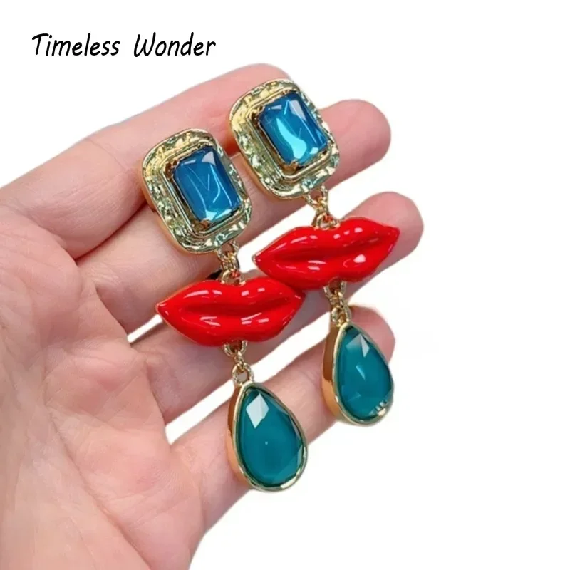 

Timeless Wonder Enamel Lip Zircon Geo Stud Earrings for Women Designer Jewelry Gift Brincos Trendy Top Mix Fancy Gift 3282