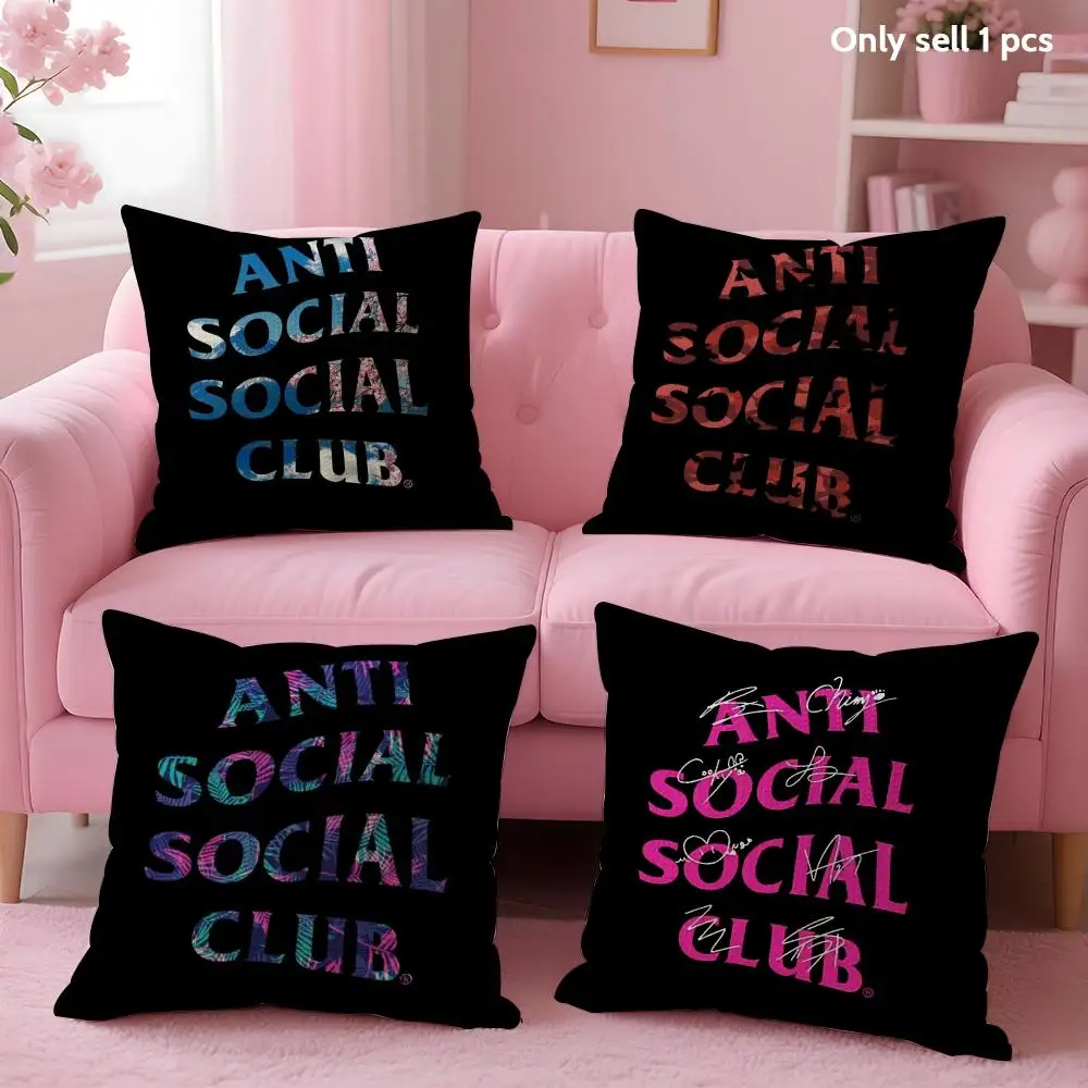 A-Anti Social Social Club Cushion Cover Decorative Linen Throw Pillow Case Soft For Bed Sofa Car Home Decor