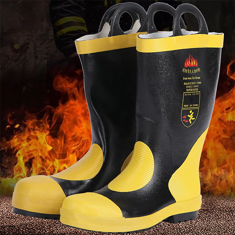 Steel head, steel plate, rain shoes, water shoes, fire extinguishing and protective boots, fire drill inspection, anti smashing,