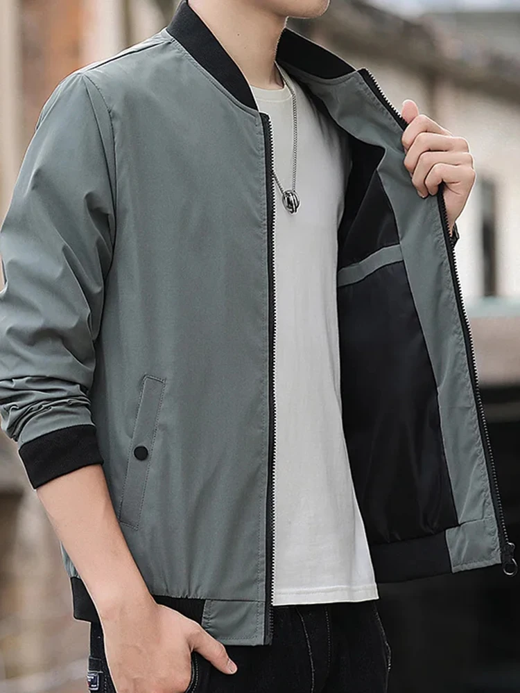 

2025 New Men's Casual Jacket Trend Fashion Windproof Outdoor Sports Zipper Solid Color Long Sleeve Cold Warm Aviator Coat Jacket