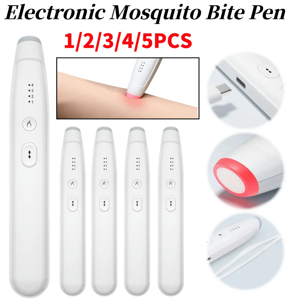 Electronic Mosquito Bite Pen Natural Mosquito Bite Heat Pen Rechargeable Electric Insect Bite Healer for Camping Travel Outdoor