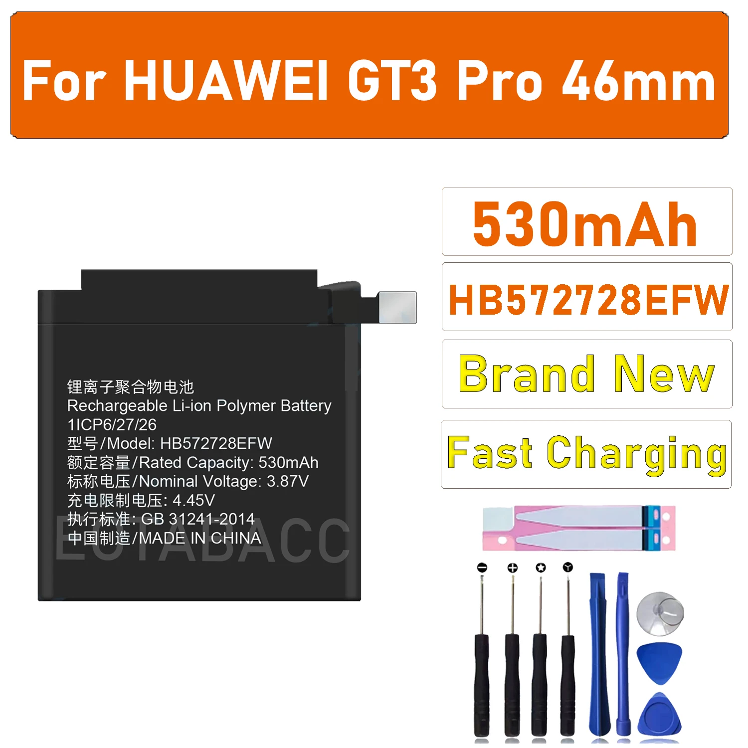 

2025 years New HB572728EFW For HUAWEI GT3 Pro 46mm GT3 PRO 46mm Battery For WATCH Ultimate Battery + Free Tool