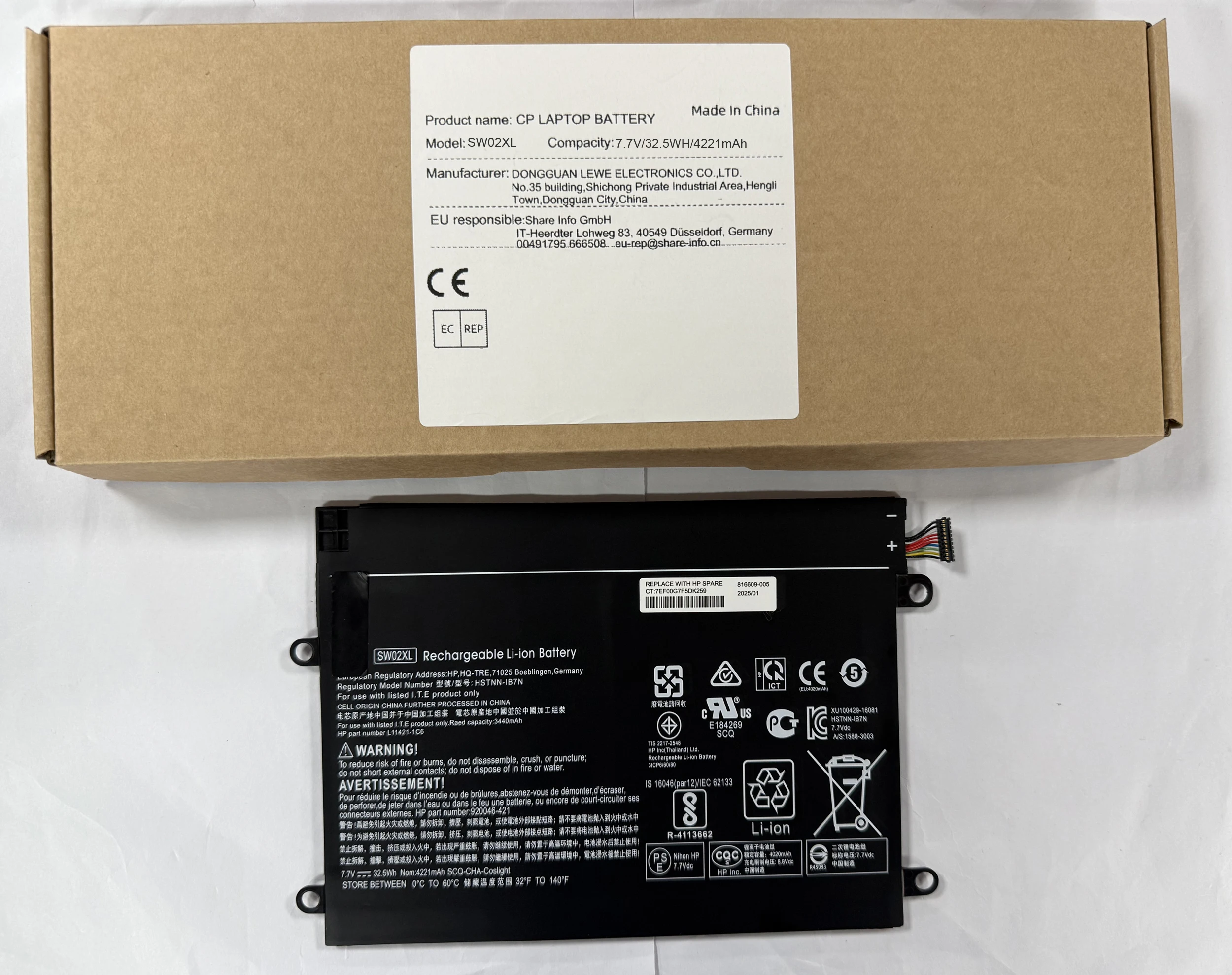 

Laptop Battery SW02XL For HP X2 210 G2 TPN-Q180 TPN-Q181 HSTNN-IB7N 859470-1B1 859517-855 Series Notebook 7.7V/32.5WH/4221mAh