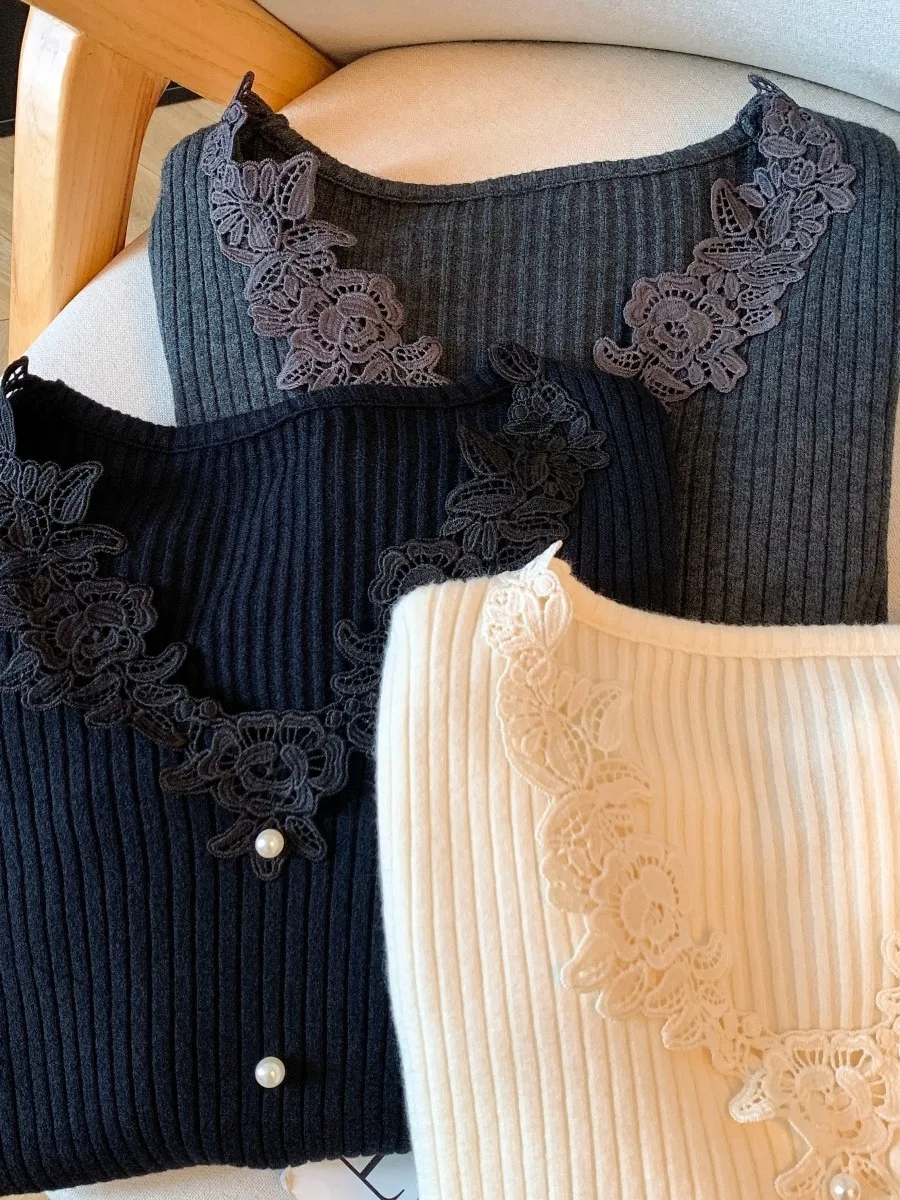 Top de punto de encaje profundo V-Ne para mujer, Base adelgazante, irt Ci Walk Commute Sle Long Sve, longitud Regular, Color puro