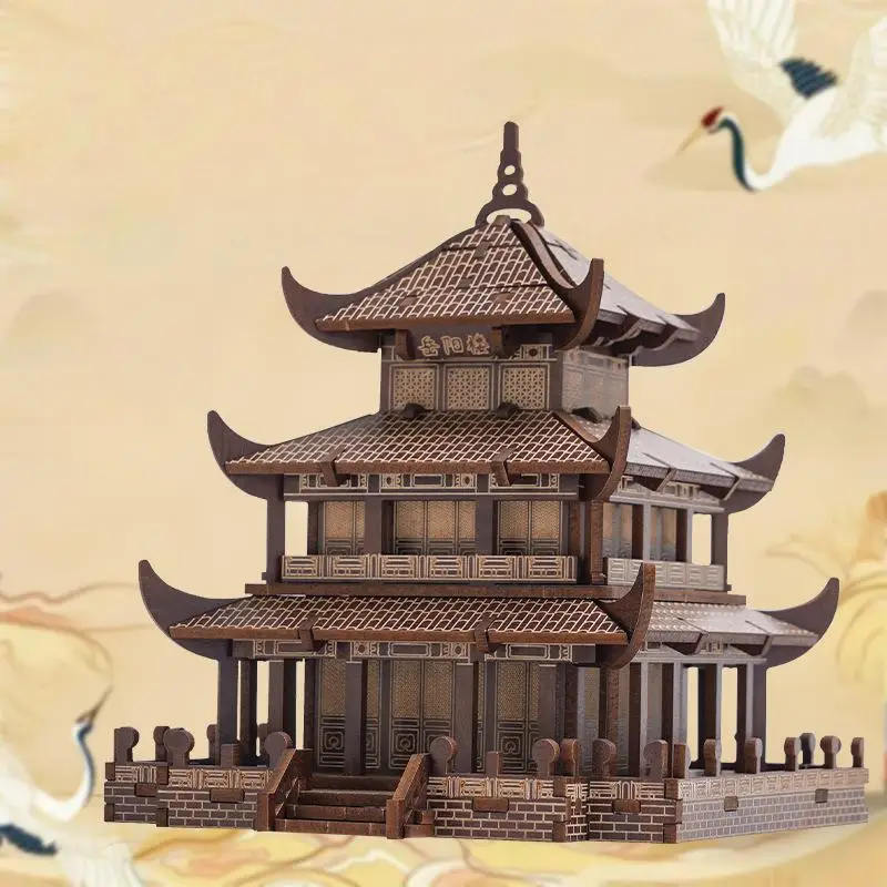 OUZEY Puzzle 3D tour chinoise ancienne - Kit de construction de maquettes architecturales en bois, projet de bricolage découpé au laser pour adultes et adolescents 14 ans +