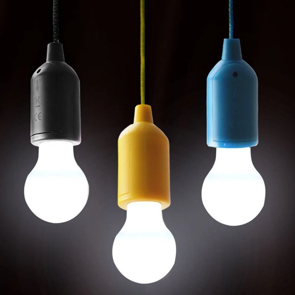 

4Pcs Portable LED Pull Cord Lights Operated White Hanging Bulbs Ideal for Camping Patios Closets Sheds