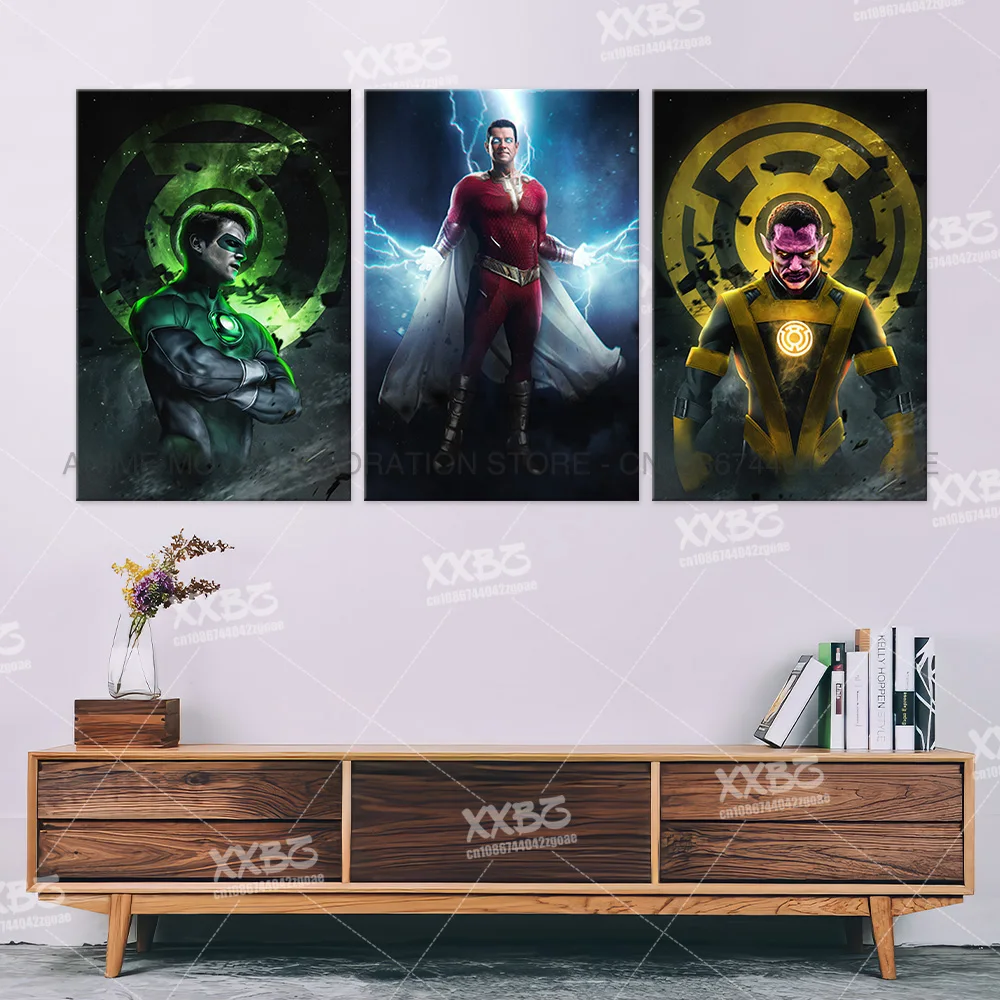 DC Comics Poster Prints Shazam Pictures Superman On Canvas Painting Aquaman Wall Art The Flash Home Decor Green Lantern No Frame