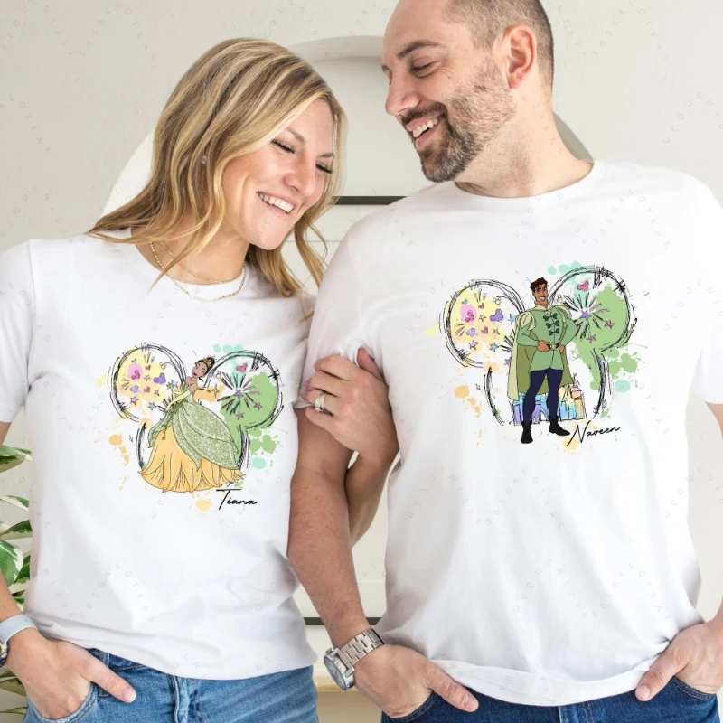 Camiseta de personajes de Tiana de princesa y rana de Disney, camiseta del Reino Mágico, camiseta familiar para padres e hijos, camiseta a juego de princesa Príncipe