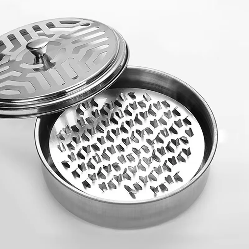 Suporte Grande Portátil de Aço Inoxidável para Espiral Anti-Mosquito com Tampa - Queimador de Incenso em Espiral Anti-Mosquito