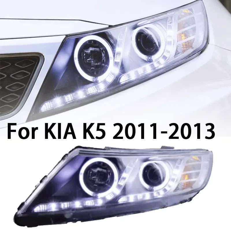 

Стайлинг автомобиля для KIA K5, светодиодные фары 2011-2013, фары K5 DRL, указатель поворота, дальний свет, линза проектора «ангельский глаз»