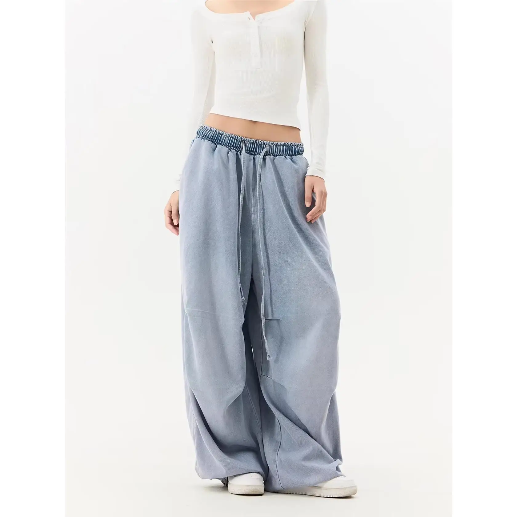 

High Waist Wide Leg Jeans Color Casual Loose Fit Street Style Fashion Comfortable Cotton Denim Casual Versatile Pants