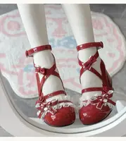 Lolita Mary Jane Shoes  New Women's Cute Bow High Heels Princess Heeled Single Shoes Spring Autumn Leather Pumps 5