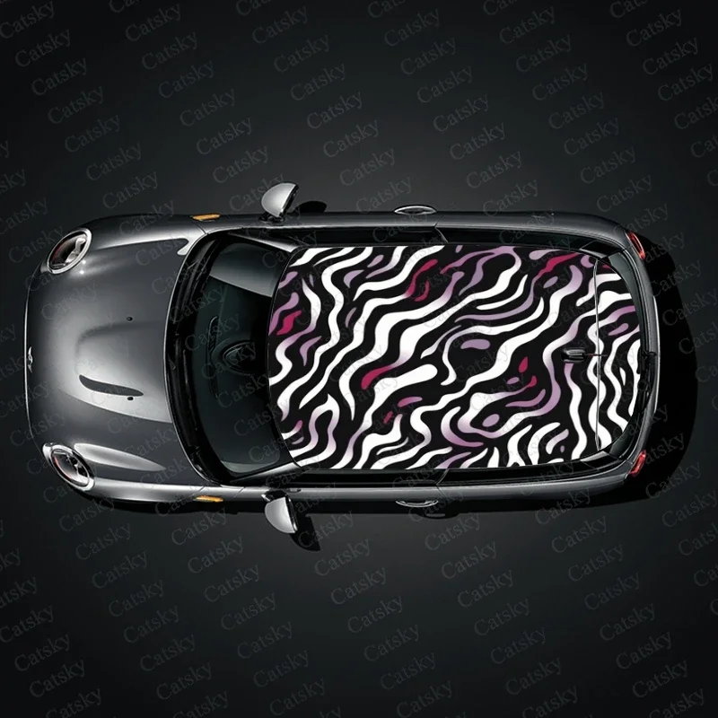 Zebra Camouflage Car Roof Sticker Wrap Racing SUV Accessories Packaging Painted PVC Custom Car Graphic Decal image 3