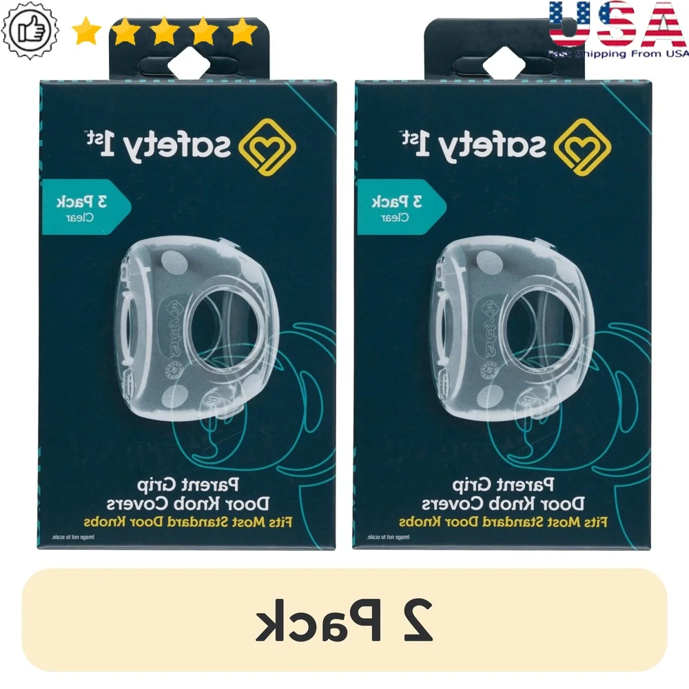 

2 Pack Toddler Door Knob Covers Crystal Clear Easy Install Secure Fit Adjustable Design Spins Freely Fits Standard Knobs