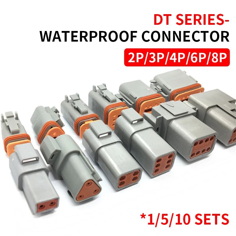 

1/5/10 Sets DT 2P/3P/4P/6P/8P 22-16AWG Waterproof Deutsch Connector deutch connectors Plug Kit DT06-2S DT04-2P DT04-3P