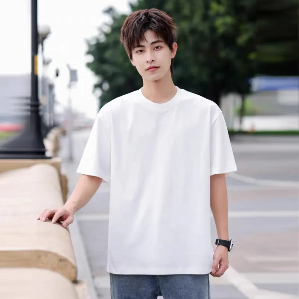 

2025 Summer Solid Color T Shirt Men Women Hot Selling Short Sleeve Black White T-Shirt Casual Outdoor Top O-Neck Tee Fashion