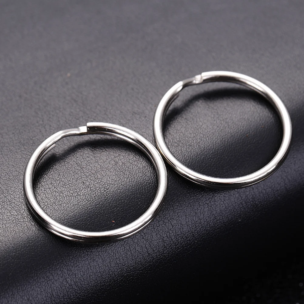 24 Pcs Key Ring Keychain Car Keys Flat Split Chains Rings Metal Circle Silver Round