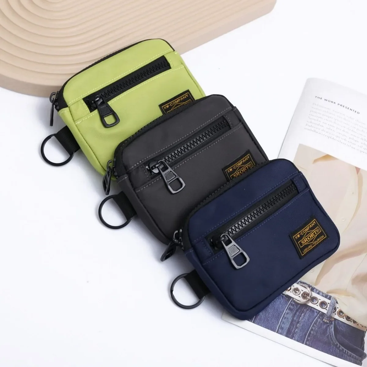 Casual Men's Coin Purse Canvas Zipper Short Wallet Retro Key Holder Small Money Bag Trend Youth Mini Handbag Coin Pouch Cartera