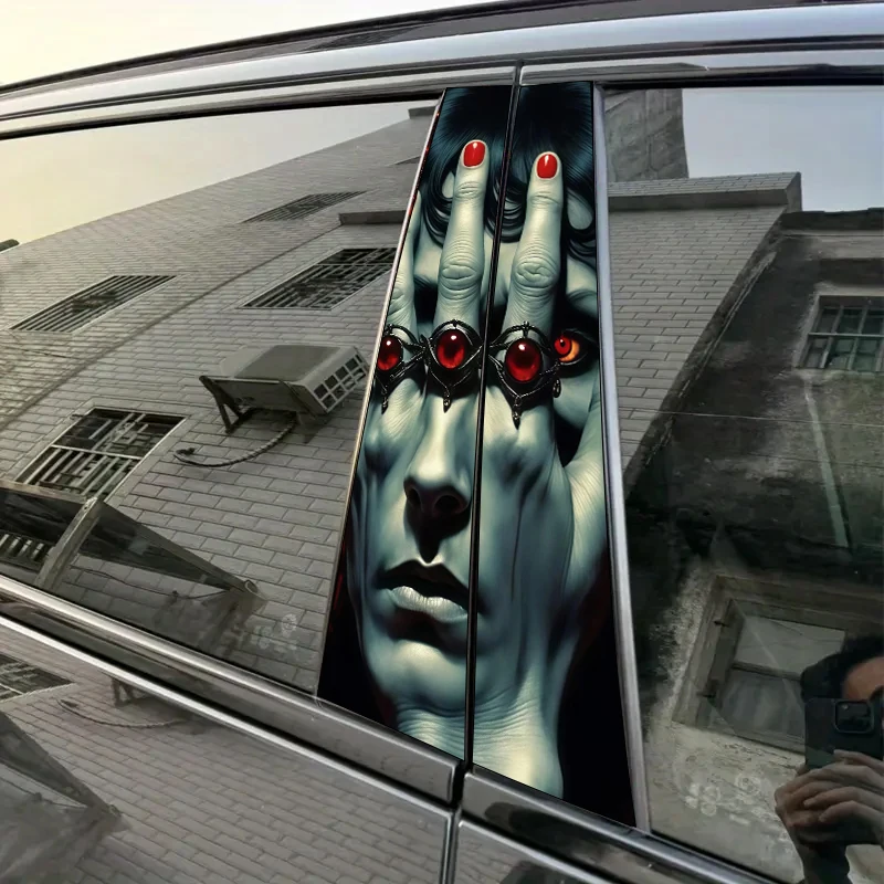 

2pcs Red-eyed RingPale HandScarlet Manicure Car Sticker B-Pillar DIY Center Pillar Film Decorative Car Accessory