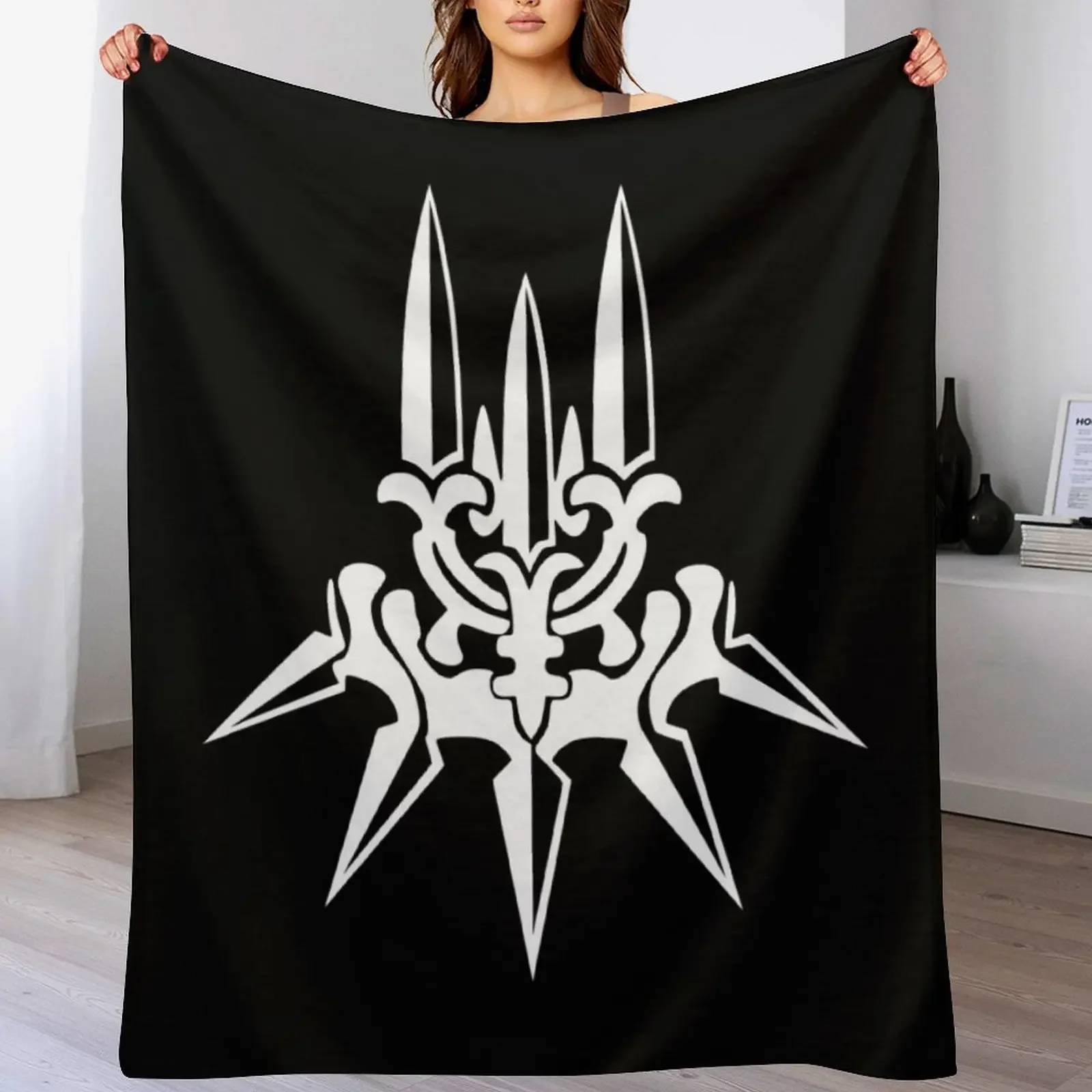 

YoRHa - White Insignia Throw Blanket Fluffy Cozy Throw Blanket for Home Decor