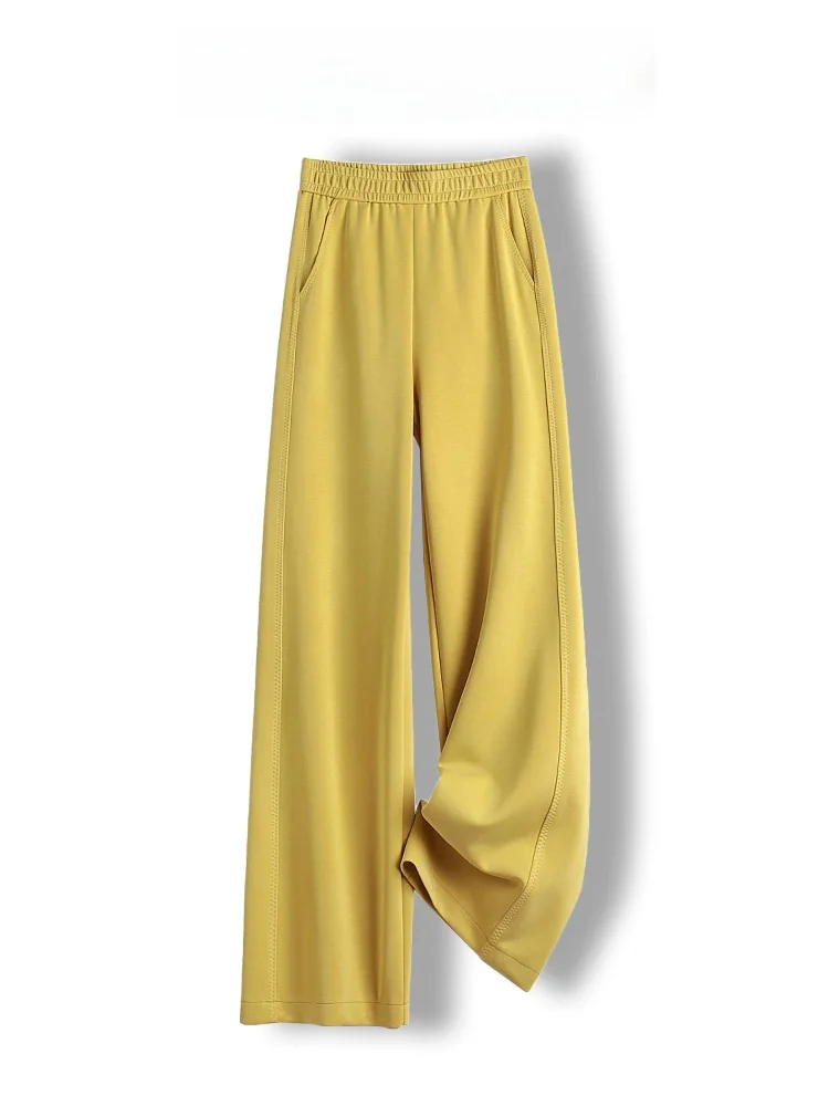 

Casual High Waist Wide Leg Pants Women's Protein Cotton Elastic Waist Loose Fit Summer Cool Style European Fashion Trend