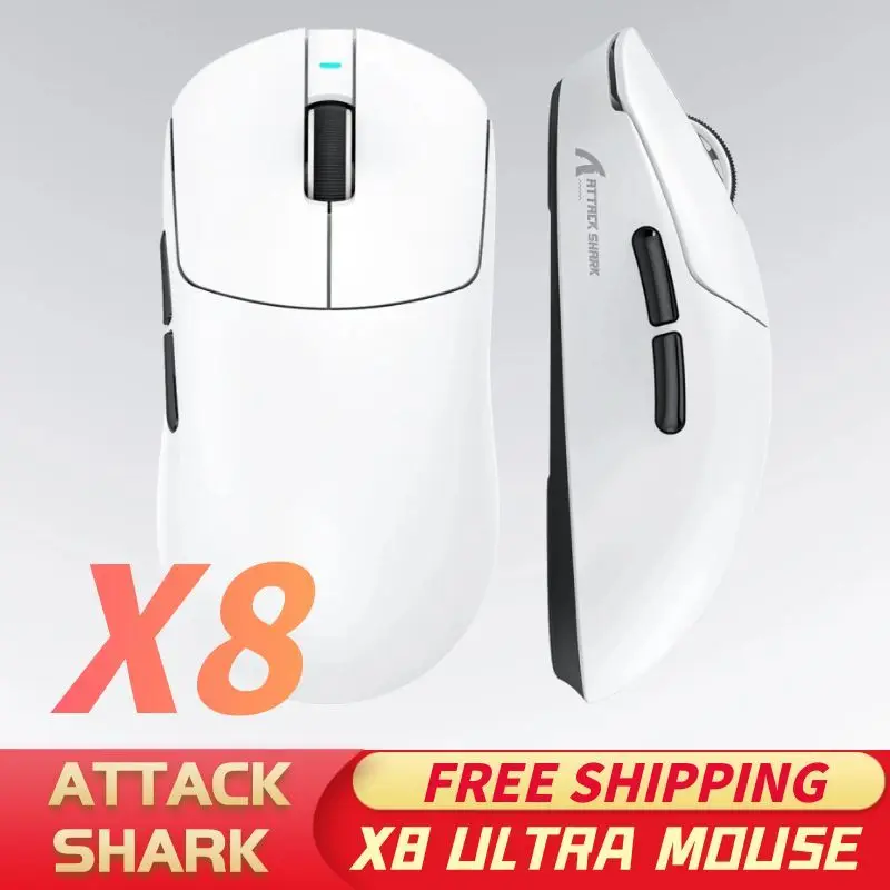 

ATTACK SHARK X8 Ultra/SE 8KHz Wireless Gaming Mouse Superlight, PAW3950MAX 42KDPI, Tri-Mode Bluetooth/2.4G/Wired Large battery
