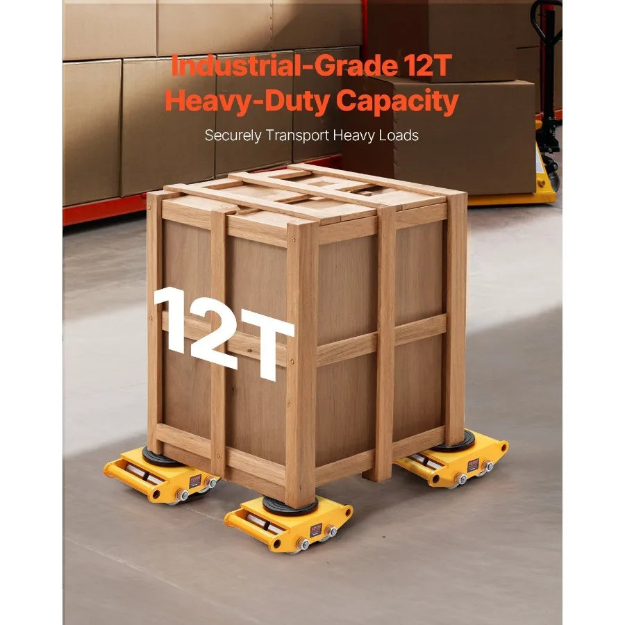 4PCS Machinery Skate Dolly 26455LBS/12T Industrial Machinery Mover Heavy Duty Carbon Steel with 4 Carbon Steel Wheels and 360 R - Detail 1
