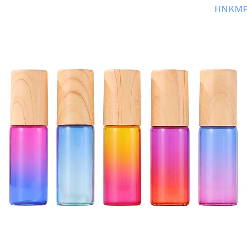 Glass Roll On Bottles 10ml Gradient Color Empty Bottle Roller Ball Bottle For Essential Oil Travel Kit