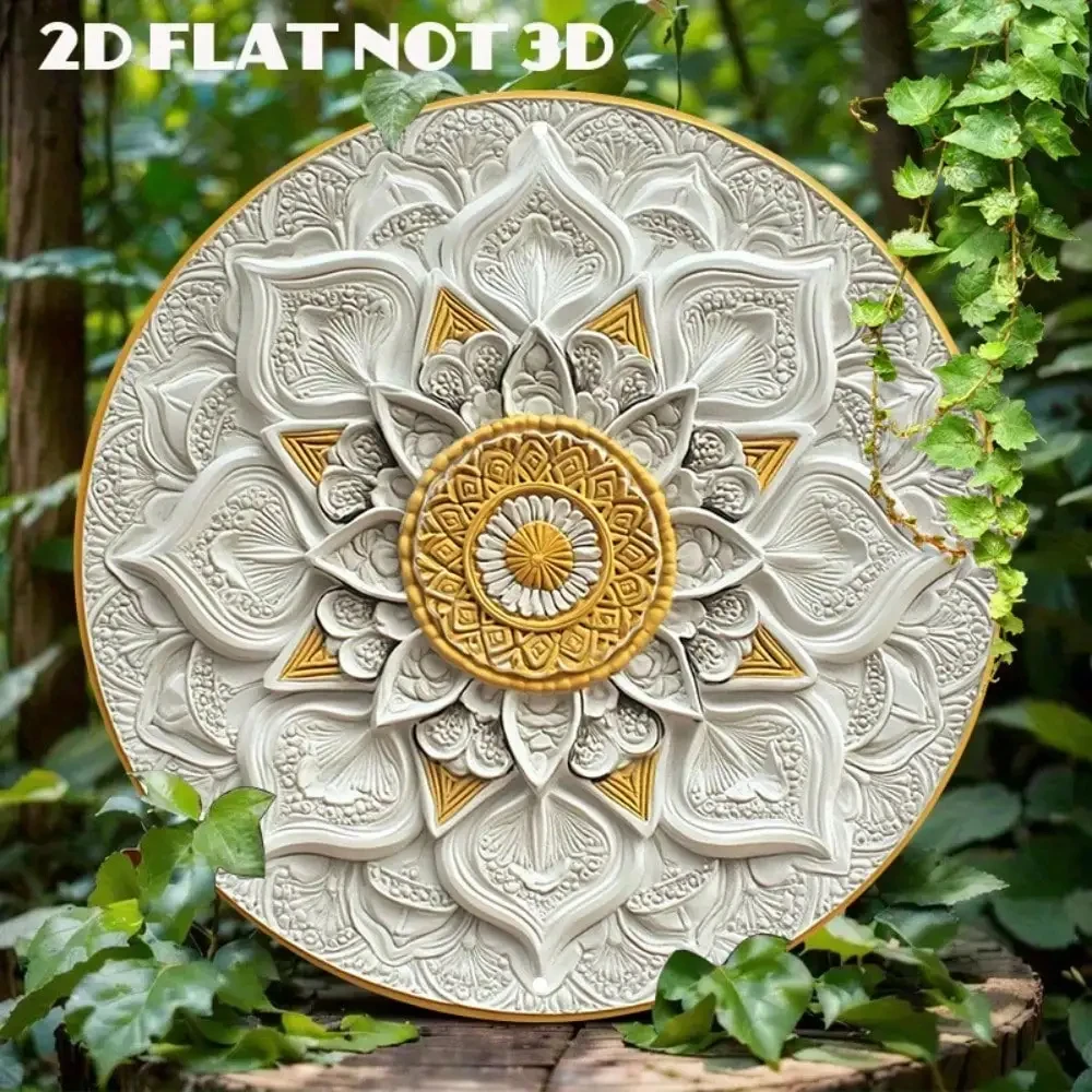Golden Mandala Metal Wall Art 8x8inch Exquisite Home Decoration Suitable for Office and Living Room