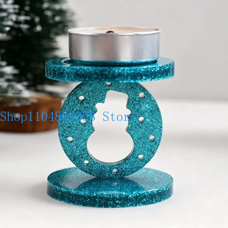 652F DIY Christmas Holder Mold, Reusable Silicone Casting Form for Craft Beginners Making Four Holiday Figure, Tree and Winter