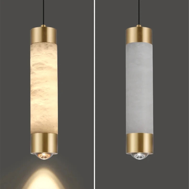 Luxury Marble Bedside Pendant Light Minimalist Gold Metal LED Chandelier Kitchen Island Bar Counter Indoor Decor Lights Fixture