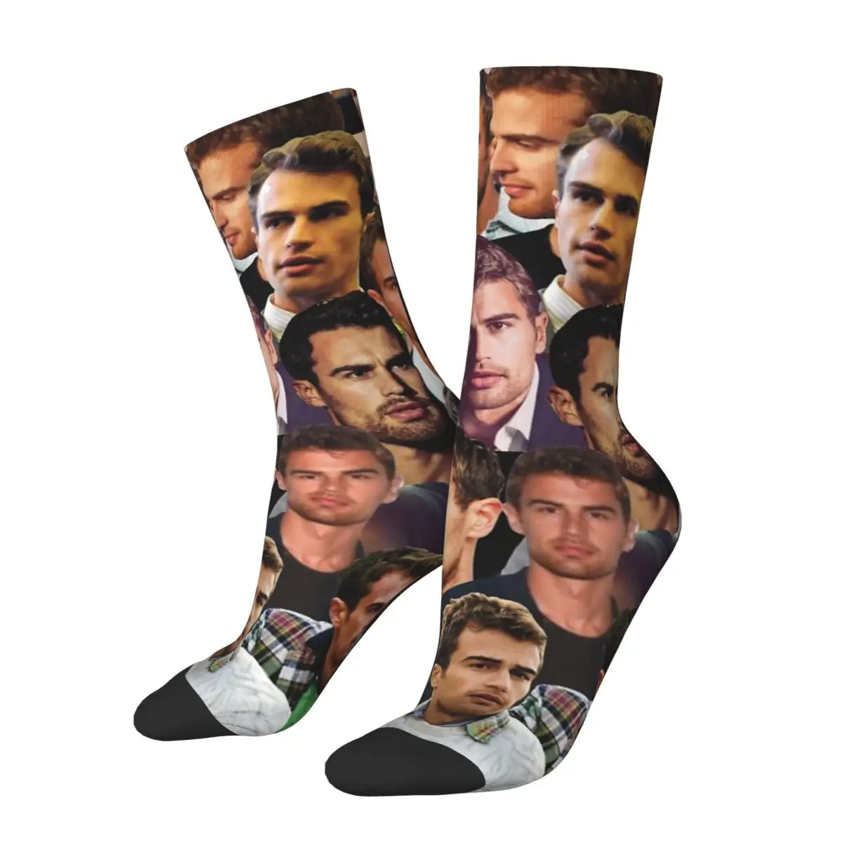 Cool Theo J-James Photo Collage Basketball Socks Polyester Long Socks for Women Men Breathable