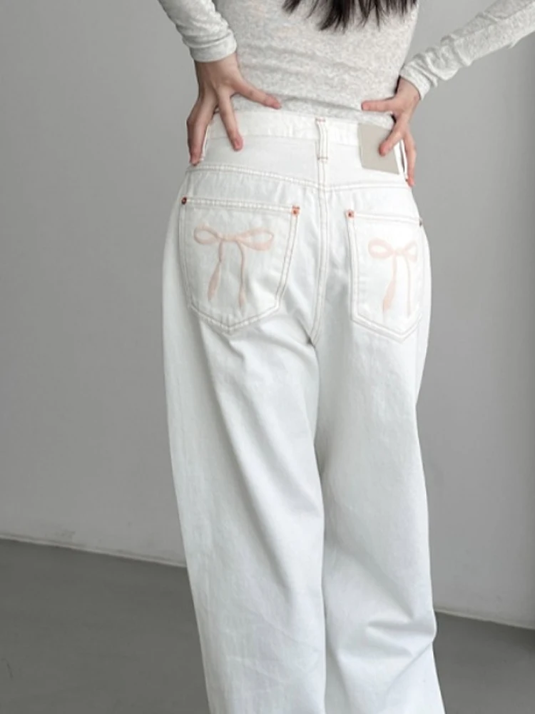 

Korean Sle Knot Embroidered Loose Casual Jeans Women's New Small Design Sensation Ele Long Pants