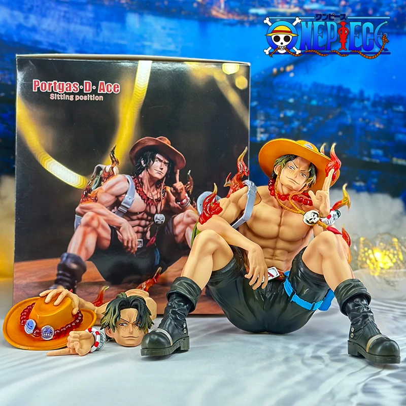 Figuras de Anime de One Piece, figuritas de One Piece, Ace Marco, Portgas D Ace, estatua de PVC, modelo de muñeca, juguetes de decoración de habitación coleccionables, 15cm