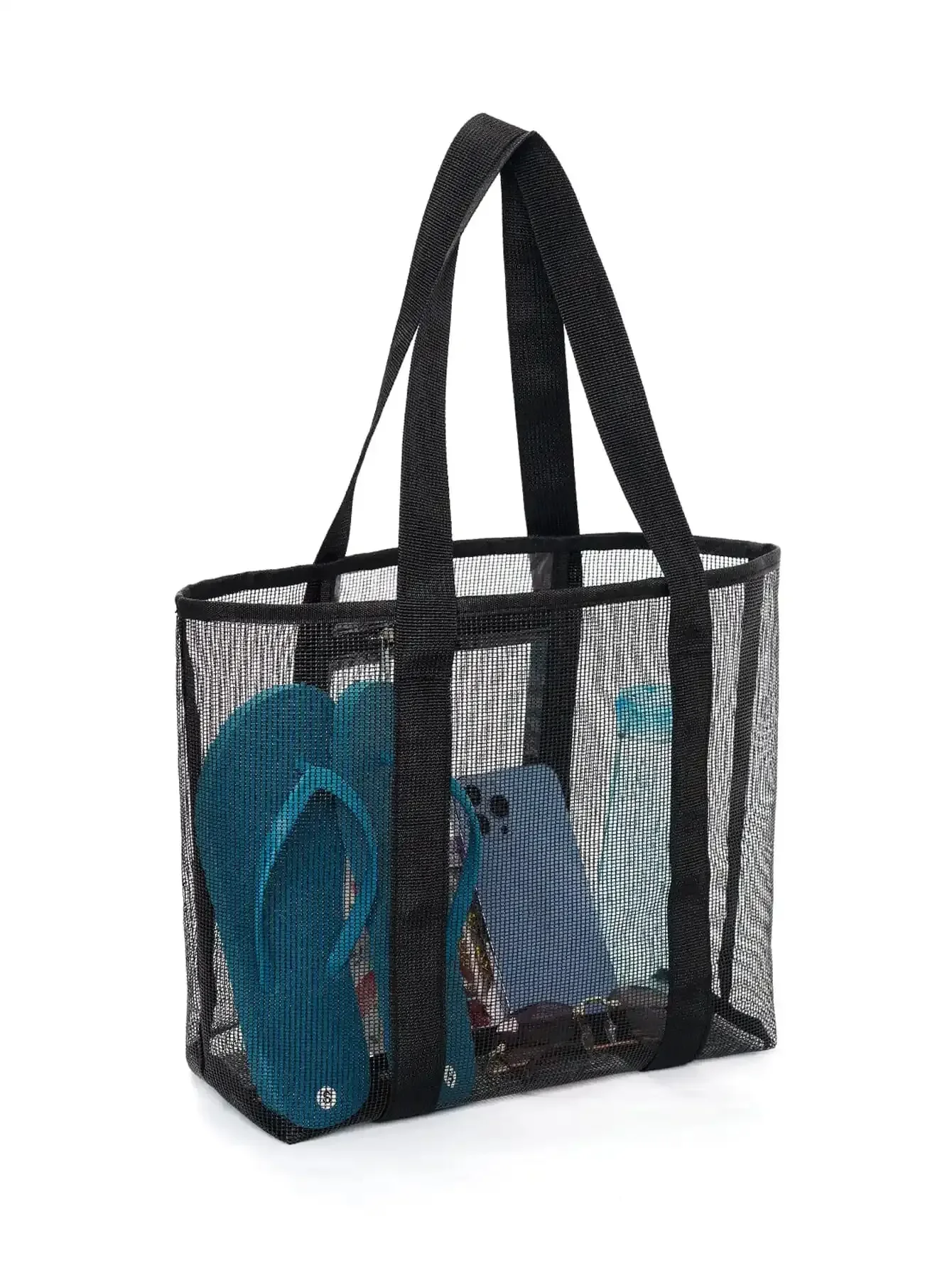 2024 Unisex Large Capacity Portable Mesh Handbag Storage Bag Shopping Bag Suitable For Outdoor Travel Sports Storage Home Suppli