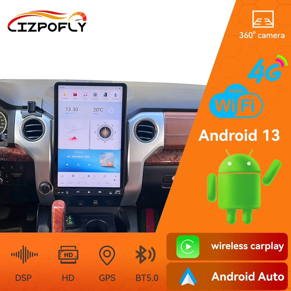 

16.8 Inch Car Radio For Toyota Tundra 2014-2019 Carplay Android GPS Navigation Autoradio DSP Multimedia Video Player Head Unit