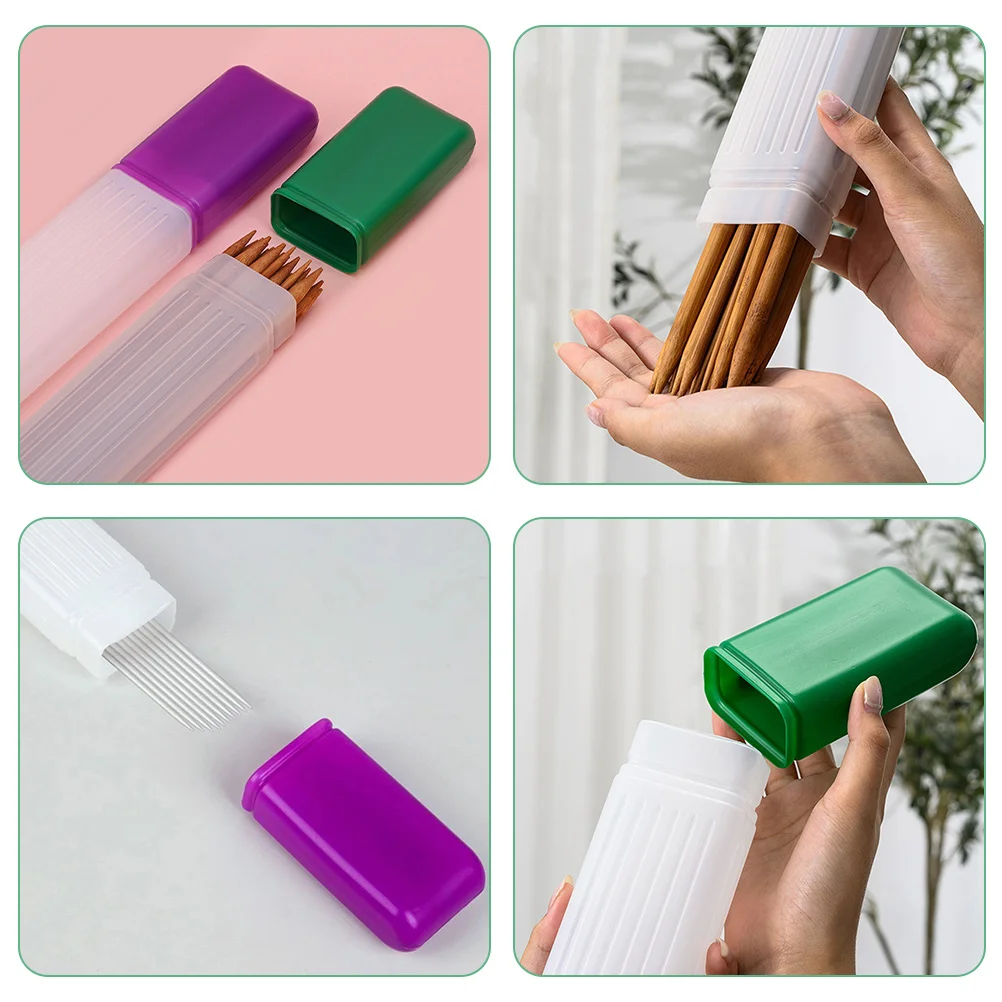 

2Pcs Plastic Knitting Needle Case Knitting Tool Box Wear-Resistant Sewing Tool Container for Needles Toothpicks Small