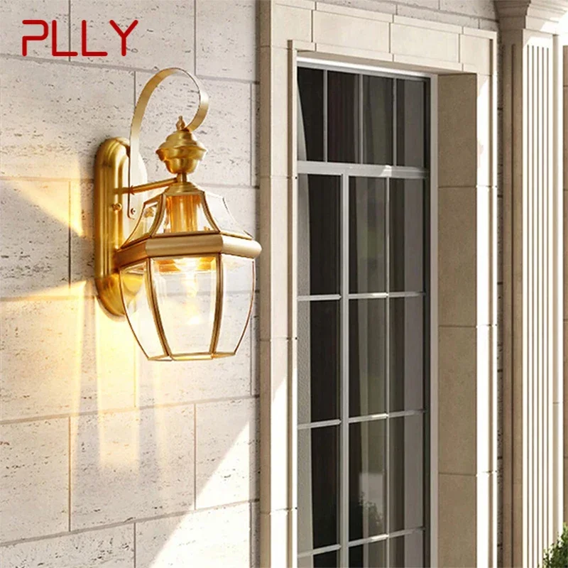 PLLY Contemporary Brass Outdoor Wall Lamps Simplicity Waterproof Creative Balcony Hallway Courtyard Villa Gate Hotel